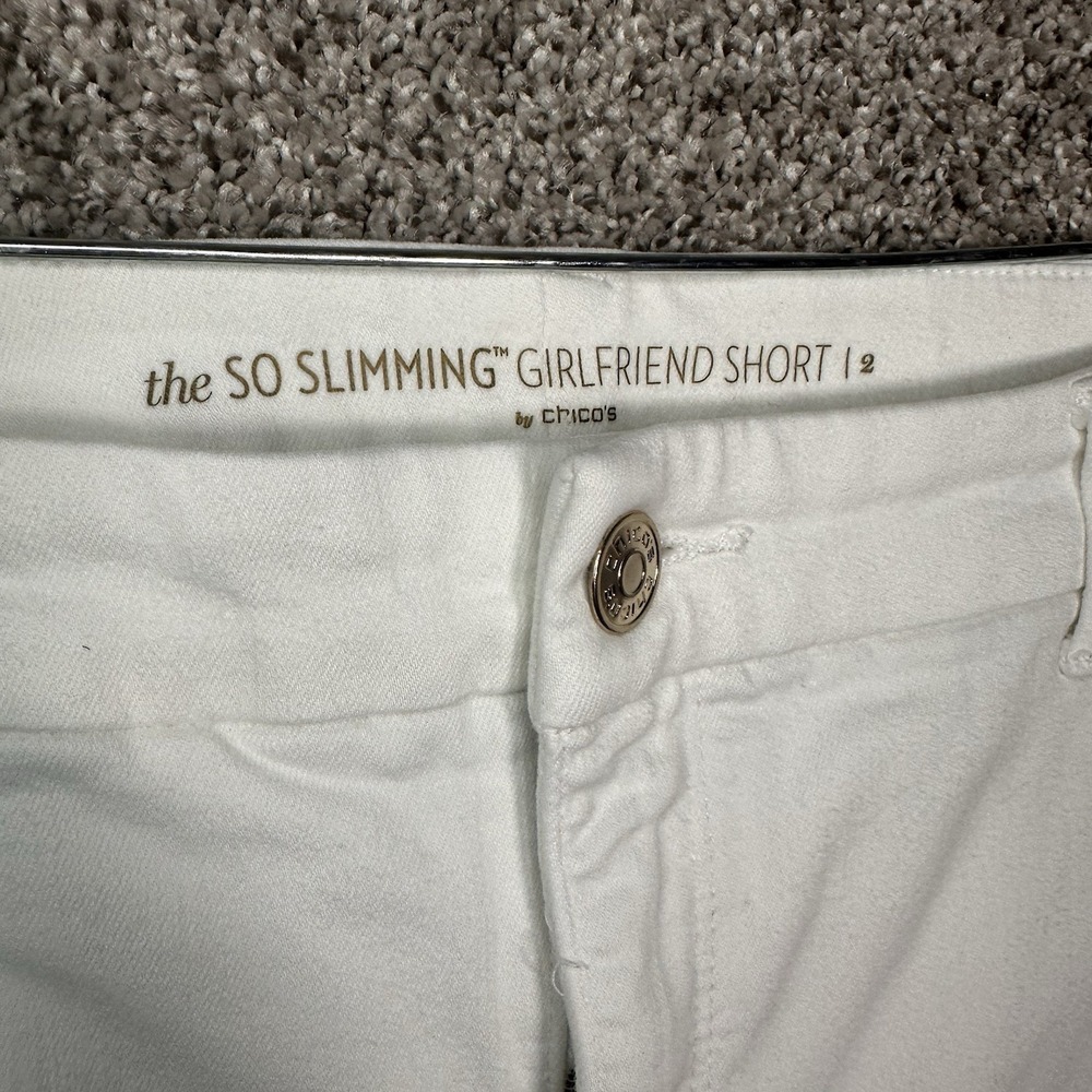 Chicos‎ 2 Jean Shorts White US 12 So Slimming Girlfriend Bermuda Cuffed - Picture 3 of 4
